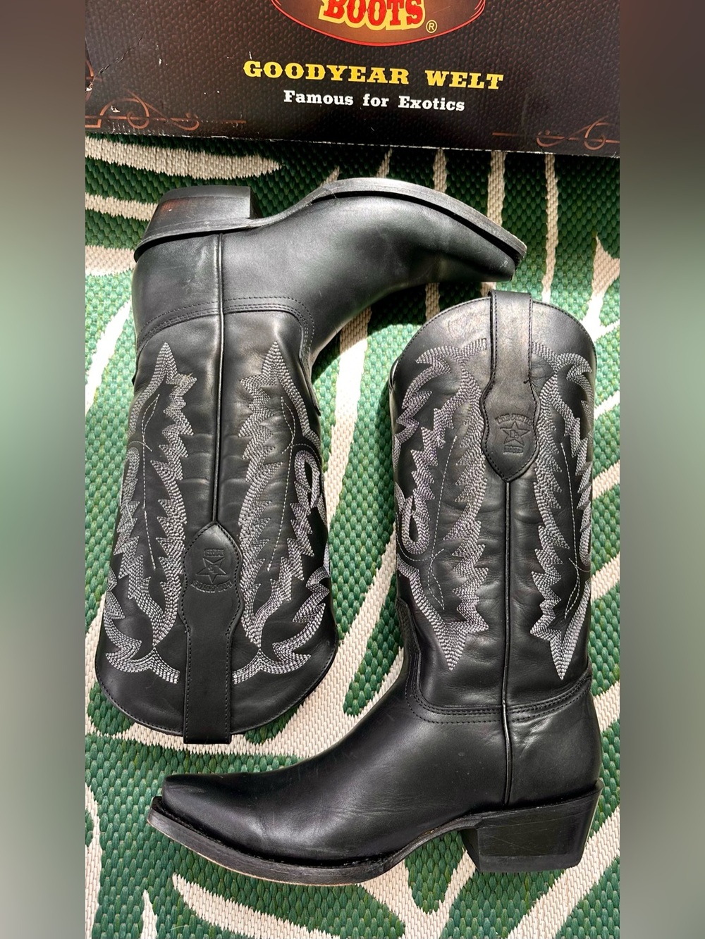 Women’s genuine black leather cowboy boots